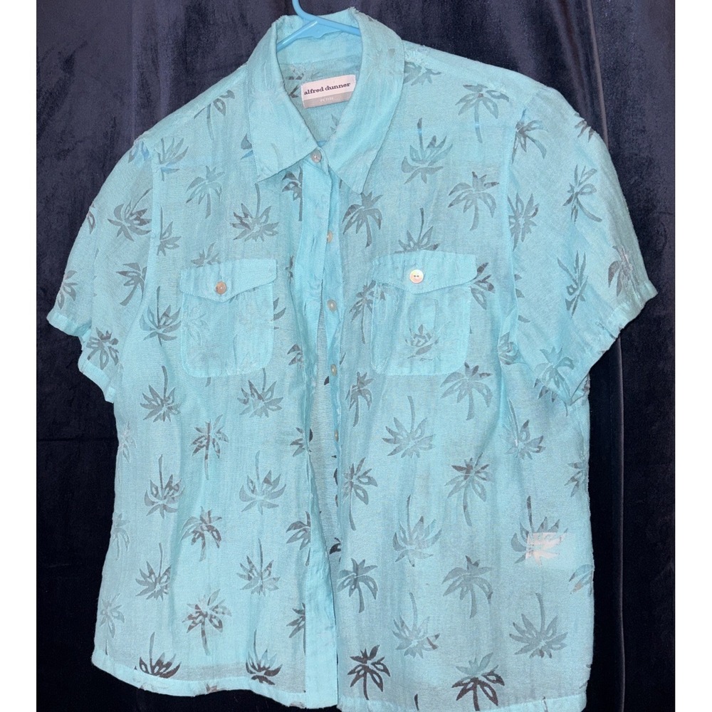 Alfred Dunner Light Blue Burnt Out Top 14 Petite Cute Blouse